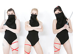 Three steamy besties signed up for a sexy far east photoshoot throughout an online audition site. They appeared not only wowed by the ninja costumes, but also the man photographing them. They decided they wanted to have some joy with him so they laid him 